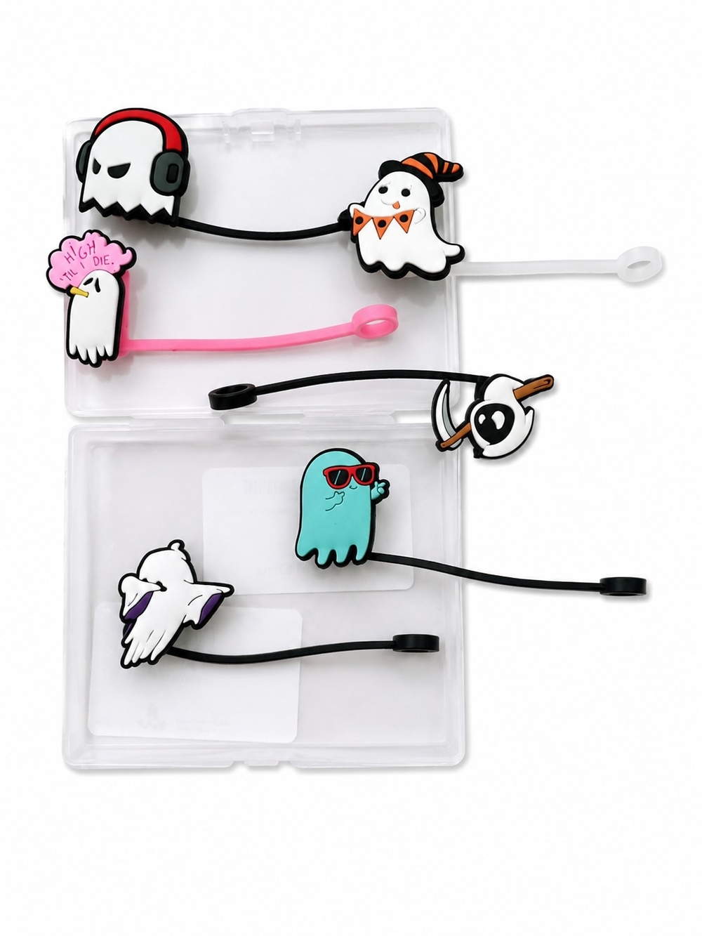 6-Pack Halloween Ghost Straw Toppers for Stanley Cup 40oz, Fits 10mm Straws New